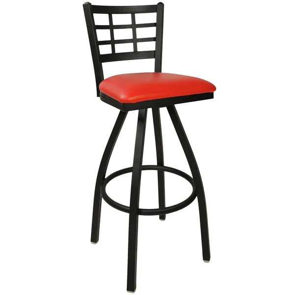 Best reviews of ๐ BFM Seating 2163SRDV-SB Marietta Sand Black Steel Bar Height Chair With 2" Red Vinyl Swivel Seat ๐ฅ