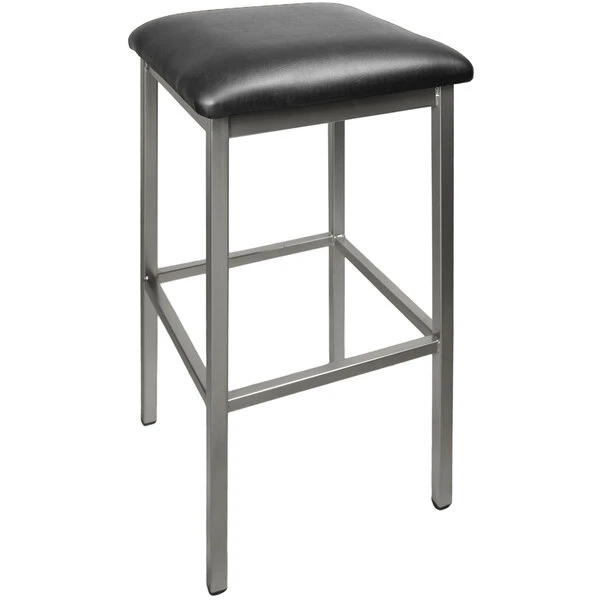 Brand new 😉 BFM Seating 2510BBLV-CL Trent Clear 🧥 Coated Steel Bar Stool With 2" Black Vinyl Seat 💯