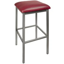 Best Sale 🧨 BFM Seating 2510BBUV-CL Trent Clear 🧥 Coated Steel Bar Stool With 2" Burgundy Vinyl Seat 👍