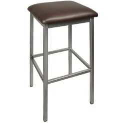 Buy 👏 BFM Seating 2510BDBV-CL Trent Clear 🧥 Coated Steel Bar Stool With 2" Dark Brown Vinyl Seat 🔔