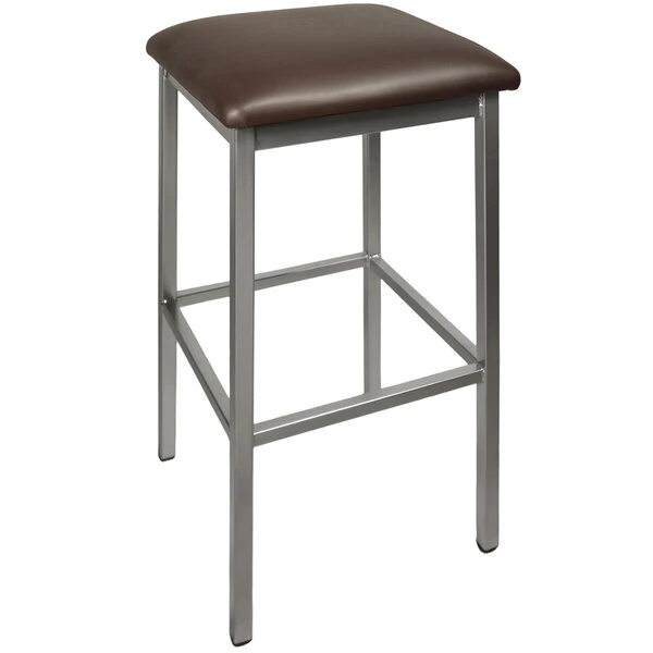 Buy 👏 BFM Seating 2510BDBV-CL Trent Clear 🧥 Coated Steel Bar Stool With 2" Dark Brown Vinyl Seat 🔔