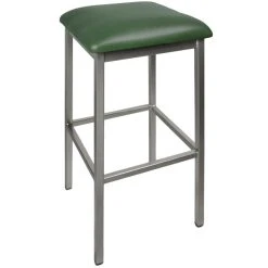 Cheap 🥰 BFM Seating 2510BGNV-CL Trent Clear 🧥 Coated Steel Bar Stool With 2" Green Vinyl Seat 🥰