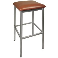 Buy ⭐ BFM Seating 2510BLBV-CL Trent Clear 🧥 Coated Steel Bar Stool With 2" Light Brown Vinyl Seat 🎉