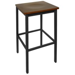 Buy ???? BFM Seating 2510BMHW-SB Trent Sand Black Metal Barstool With Mahogany Wood Seat ????