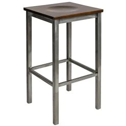Buy 💯 BFM Seating 2510BWAW-CL Trent Clear 🧥 Coated Steel Bar Stool With Walnut Wooden Seat 🔥