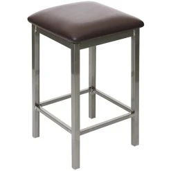 Best Sale 🎉 BFM Seating 2510HDBV-CL Trent Clear 🧥 Coated Steel Bar Height Bar Stool With 2" Dark Brown Vinyl Seat 🔔