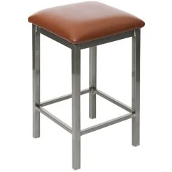 Best Pirce 🌟 BFM Seating 2510HLBV-CL Trent Clear 🧥 Coated Steel Bar Height Bar Stool With 2" Light Brown Vinyl Seat ⭐
