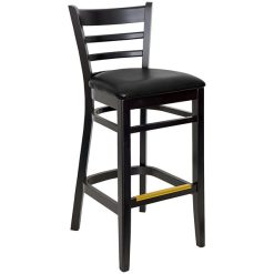 Buy ???? BFM Seating Berkeley Black Beechwood Ladder Back Barstool With 2" Black Vinyl Seat ✨