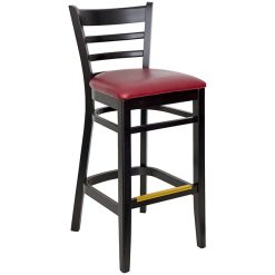 Cheap ???? BFM Seating Berkeley Black Beechwood Ladder Back Barstool With 2" Burgundy Vinyl Seat ????