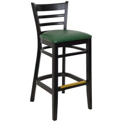 Best deal ???? BFM Seating Berkeley Black Beechwood Ladder Back Barstool With 2" Green Vinyl Seat ????