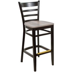 Discount ???? BFM Seating Berkeley Black Beechwood Ladder Back Barstool With Relic Chestnut Seat ????