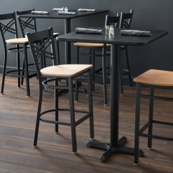 Top 10 ???? Lancaster Table & Seating Cross Back Black Bar Height Chair With Natural Seat ????