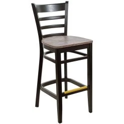 Cheap ✔️ BFM Seating Berkeley Black Beechwood Ladder Back Barstool With Relic Rustic Copper Seat 🛒