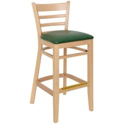 Outlet 😉 BFM Seating Berkeley Natural Beechwood Ladder Back Barstool With 2" Green Vinyl Seat ⭐