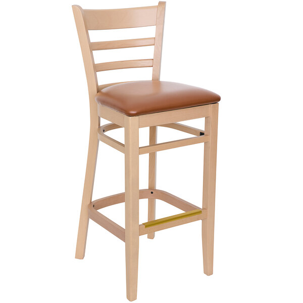 Best deal ???? BFM Seating Berkeley Natural Beechwood Ladder Back Barstool With 2" Light Brown Vinyl Seat ???? 3 Best deal ???? BFM Seating Berkeley Natural Beechwood Ladder Back Barstool With 2" Light Brown Vinyl Seat ????