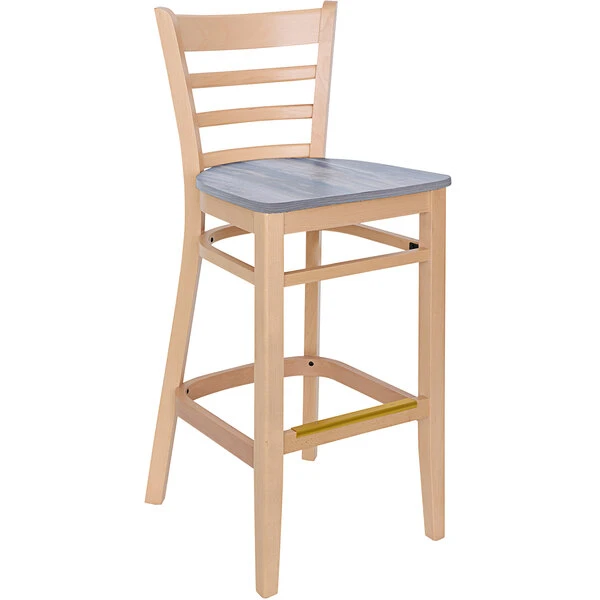 Flash Sale 😍 BFM Seating Berkeley Natural Beechwood Ladder Back Barstool With Relic Chestnut Seat ✔️