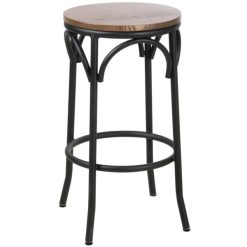 New ???? BFM Seating JS800BASH-SB Henry Sand Black Steel Bar Stool With Autumn Ash Wooden Seat ????