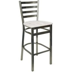 Promo 🎁 BFM Seating Lima Clear 🧥 Coated Steel Ladder Back Barstool With Relic Antique Wash Seat 🔥