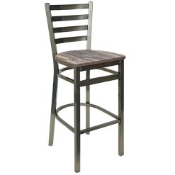 Best Pirce ???? BFM Seating Lima Clear ???? Coated Steel Ladder Back Barstool With Relic Farmhouse Seat ????