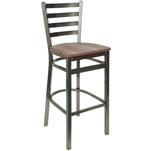 Discount ๐ BFM Seating Lima Clear ๐งฅ Coated Steel Ladder Back Barstool With Relic Knotty Pine Seat ๐ฅ