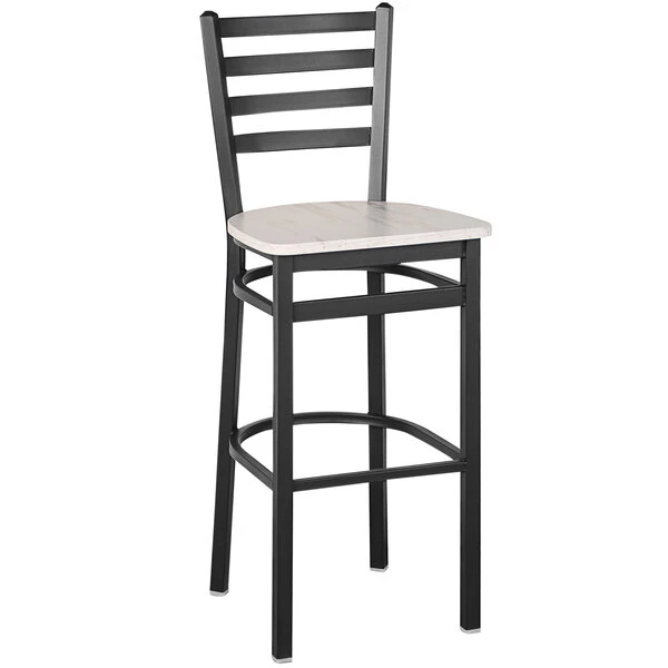 Best Sale ๐ฅฐ BFM Seating Lima Sand Black Steel Ladder Back Barstool With Relic Antique Wash Seat ๐