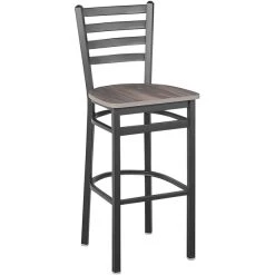 Best deal 🛒 BFM Seating Lima Sand Black Steel Ladder Back Barstool With Relic Chestnut Seat ✨