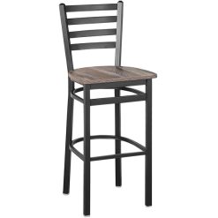 Budget ⭐ BFM Seating Lima Sand Black Steel Ladder Back Barstool With Relic Farmhouse Seat ????