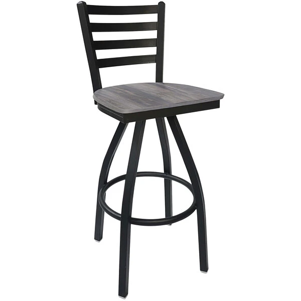 Cheap โ BFM Seating Lima Sand Black Steel Swivel Barstool With Relic Chestnut Seat ๐