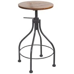 Wholesale 😉 BFM Seating Lincoln Screw Clear 🧥 Coated Steel Backless Barstool With Autumn Ash Wood Seat 🛒