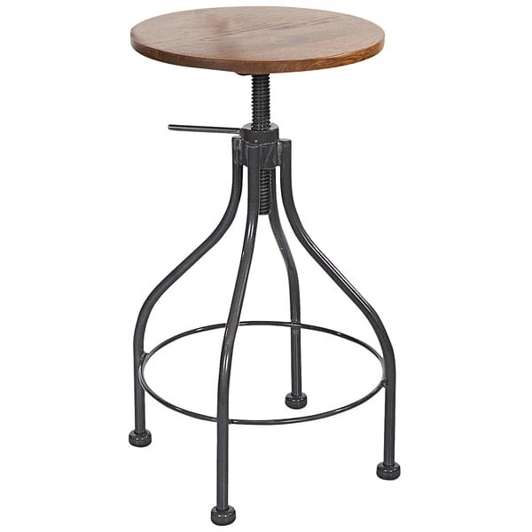 Wholesale 😉 BFM Seating Lincoln Screw Clear 🧥 Coated Steel Backless Barstool With Autumn Ash Wood Seat 🛒