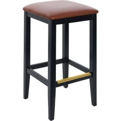 Top 10 🛒 BFM Seating Stockton Black Beechwood Square Backless Barstool With 2" Light Brown Vinyl Seat 🎁