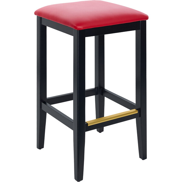 BFM Seating Stockton Black Beechwood Square Backless Barstool with 2" Red Vinyl Seat New ???? BFM Seating Stockton Black Beechwood Square Backless Barstool With 2" Red Vinyl Seat ???? -Lancaster Shop unnamed file 1869