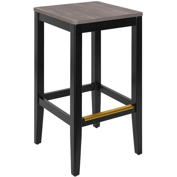 Best reviews of ✔️ BFM Seating Stockton Black Beechwood Square Backless Barstool With Relic Chestnut Seat 🥰