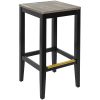 Best Sale ???? BFM Seating Stockton Black Beechwood Square Backless Barstool With Relic Farmhouse Seat ????