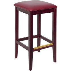 Cheap ???? BFM Seating Stockton Dark Mahogany Beechwood Square Backless Barstool With 2" Burgundy Vinyl Seat ????