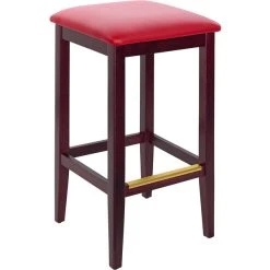 Top 10 💯 BFM Seating Stockton Dark Mahogany Beechwood Square Backless Barstool With 2" Red Vinyl Seat ⌛