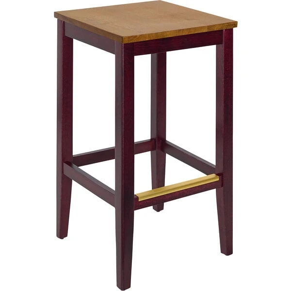Buy ๐ BFM Seating Stockton Dark Mahogany Beechwood Square Backless Barstool With Autumn Ash Seat ๐