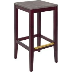 Deals 😀 BFM Seating Stockton Dark Mahogany Beechwood Square Backless Barstool With Relic Chestnut Seat 🌟