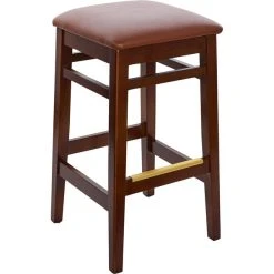 Flash Sale ✨ BFM Seating Stockton Dark Walnut Beechwood Square Backless Barstool With 2" Light Brown Vinyl Seat 🧨