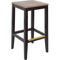 Hot Sale 🌟 BFM Seating Stockton Dark Walnut Beechwood Square Backless Barstool With Relic Knotty Pine Seat 🛒