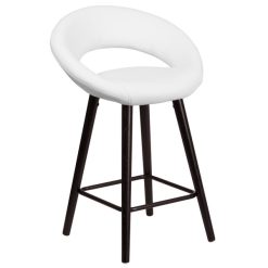 Budget ???? Flash Furniture CH-152551-WH-VY-GG Kelsey Series Cappuccino Wood Counter Height Stool With White Vinyl Seat ????