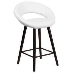 Budget 😍 Flash Furniture CH-152551-WH-VY-GG Kelsey Series Cappuccino Wood Counter Height Stool With White Vinyl Seat 🎁