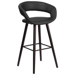 Best Pirce ๐ Flash Furniture CH-152560-BK-VY-GG Brynn Series Cappuccino Wood Bar Height Stool With Black Vinyl Seat ๐