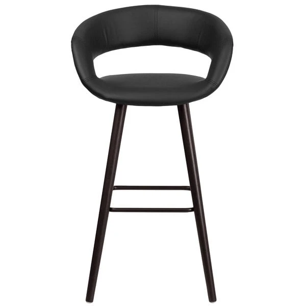 Best Pirce 😀 Flash Furniture CH-152560-BK-VY-GG Brynn Series Cappuccino Wood Bar Height Stool With Black Vinyl Seat 🎁 - Image 3