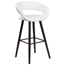 Flash Sale ๐ Flash Furniture CH-152560-WH-VY-GG Brynn Series Cappuccino Wood Bar Height Stool With White Vinyl Seat ๐