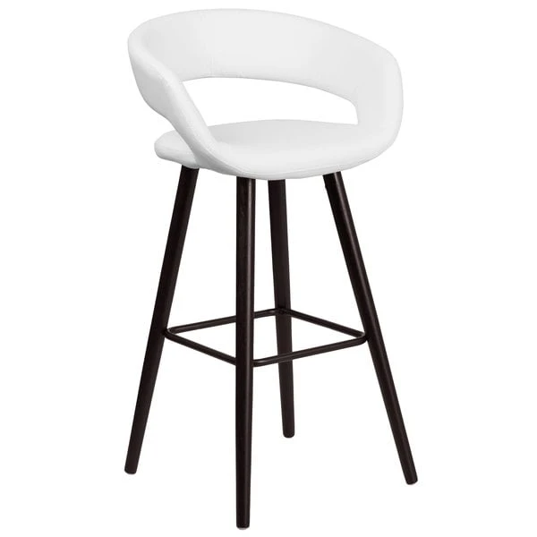Flash Sale ๐ Flash Furniture CH-152560-WH-VY-GG Brynn Series Cappuccino Wood Bar Height Stool With White Vinyl Seat ๐