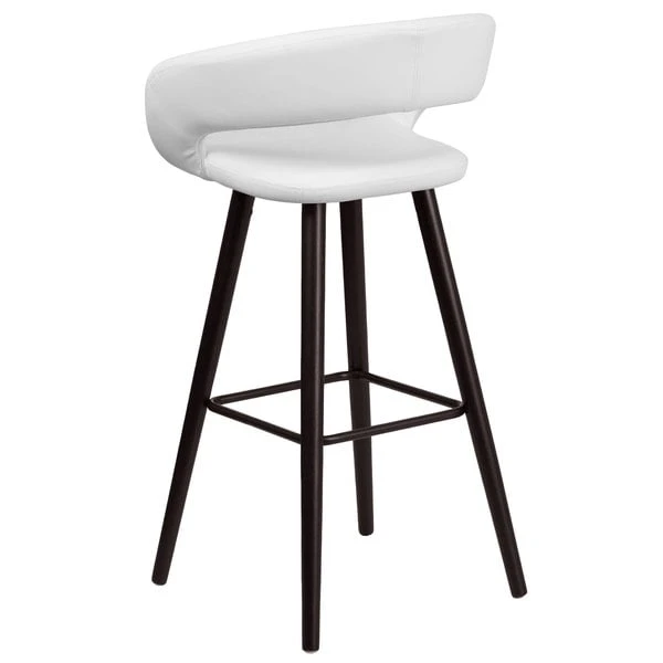 Flash Sale ๐ Flash Furniture CH-152560-WH-VY-GG Brynn Series Cappuccino Wood Bar Height Stool With White Vinyl Seat ๐ - Image 2