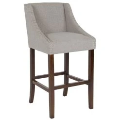 Deals ๐ Flash Furniture CH-182020-30-LTGY-F-GG Carmel Series Light Gray Fabric Bar Stool With Walnut Frame And Nail Trim Accent โจ