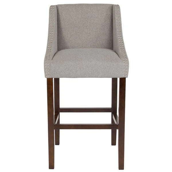 Deals 👏 Flash Furniture CH-182020-30-LTGY-F-GG Carmel Series Light Gray Fabric Bar Stool With Walnut Frame And Nail Trim Accent ✨ - Image 3