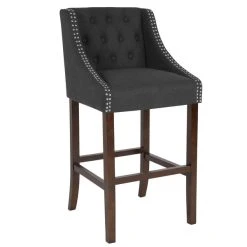 Flash Sale ๐ฅ Flash Furniture CH-182020-T-30-BK-F-GG Carmel Series Black Tufted Fabric Bar Stool With Walnut Frame And Nail Trim Accent ๐